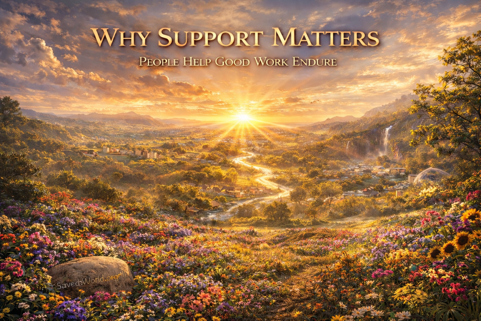 Why Support Matters board showing that people help good work endure.