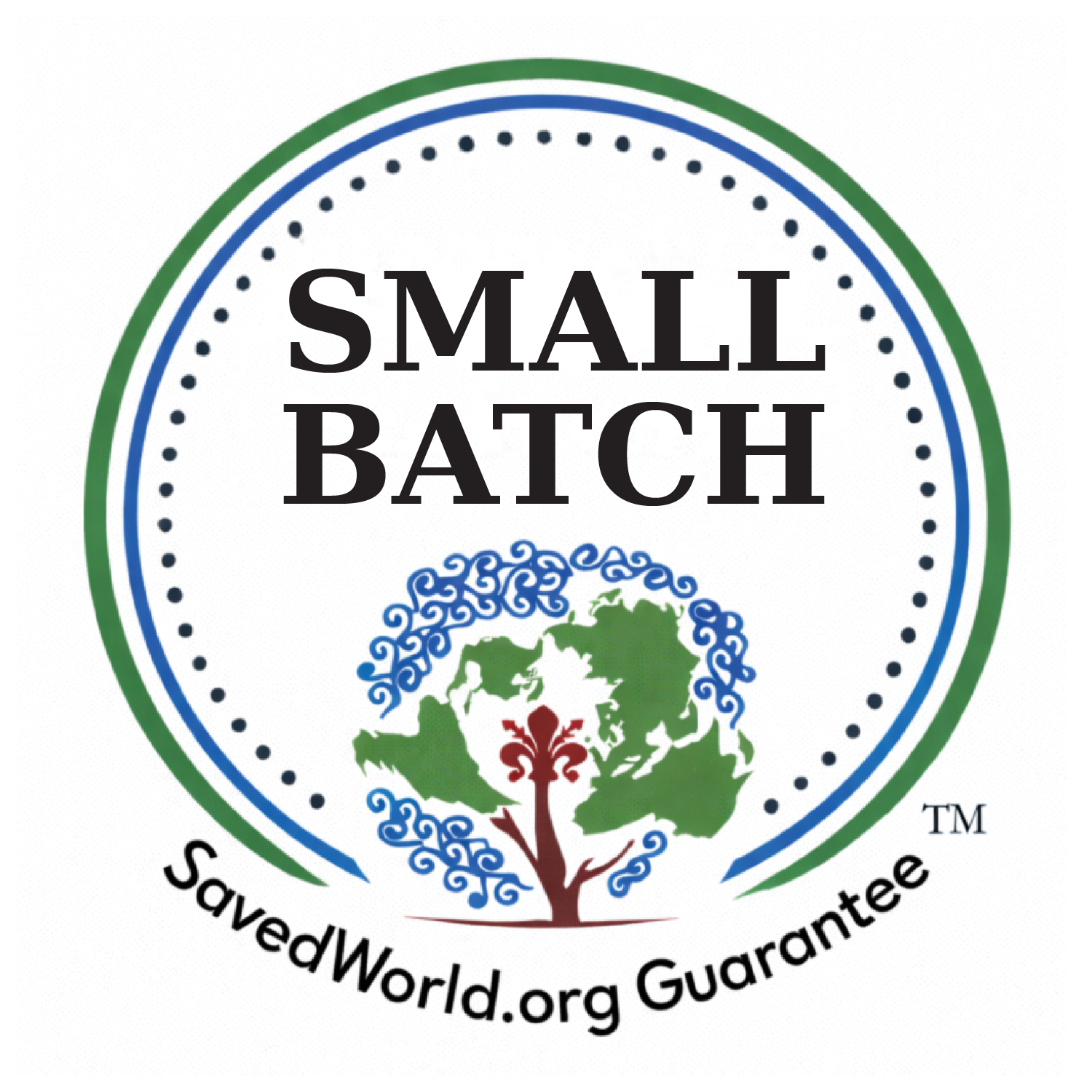 SavedWorld.org Guarantee™ Small Batch certification seal – accountable small batch production trust mark.